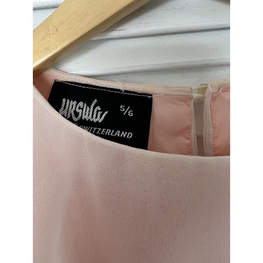 Vintage Ursula Of Switzerland Pink Prairie Dress Flowy Boho Cottagecore Size 6 - Picture 8 of 10